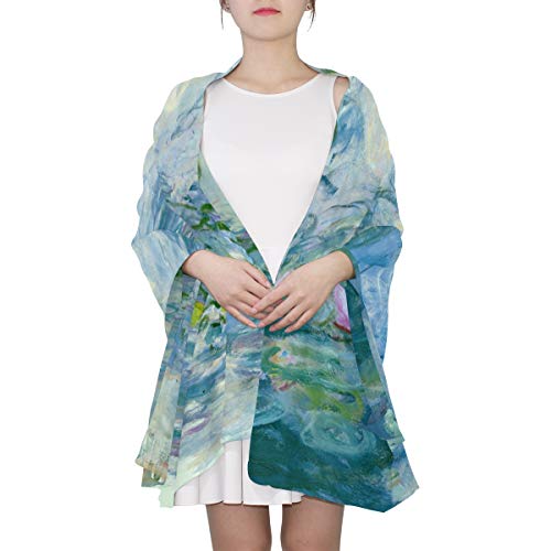 WIHVE Womens Scarf Monet Water Lilies Willow Floral Spring Silk Head Scarf Ladies Hair Neck Shawl Wrap2