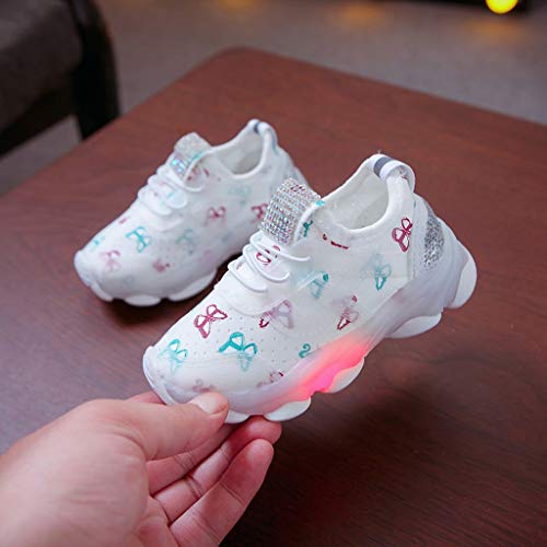 Kids Led Slip On Sneakers Butterfly Light Up Flashing Sneakers Girls Boys Comfort Walking Shoes (Toddler/Little Kid) White #TOP3