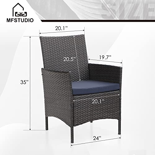 MFSTUDIO Gartenstuhl Set, Outdoor Rattan Stuhl, Gartenmöbel mit Abnehmbaren Kissen, Geeignet für Rasenflächen, Terrassen, Innenhöfe, Schwimmbäder – Bild 4