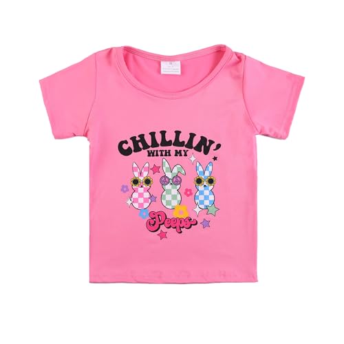 Image of Easter Toddler Girls T-Shirts Bunny Short Sleeve Shirts Kids T Shirts Cotton Girls Summer Tops T-Shirts 3-8Y