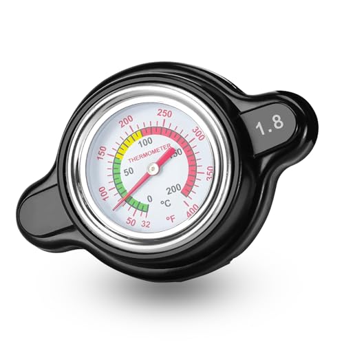 KoiLuvGo Radiator Cover High Pressure Radiator Cap with Temperature Gauge 1.8 Bar High Pressure Radiator Cap Compatible with Honda Kawasaki Suzuki Yamaha KTM and More Motorcycle ATV Models