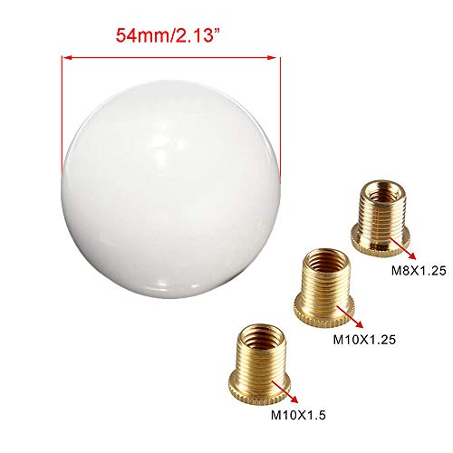 Pure White Round Ball Shift Knob Car Gear Shifter Head Fit Most Manual Automatic Vehicles 5 6 Speed M8 M10 M12 #TOP1