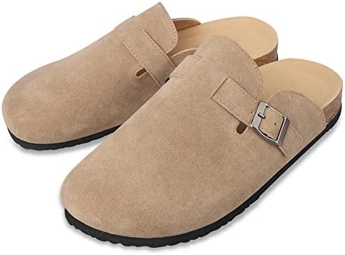 Boston Suede Clogs for Women Men Dupes Unisex Arizona Delano Slip-on Potato Shoes Footbed Cork Clogs and Mules