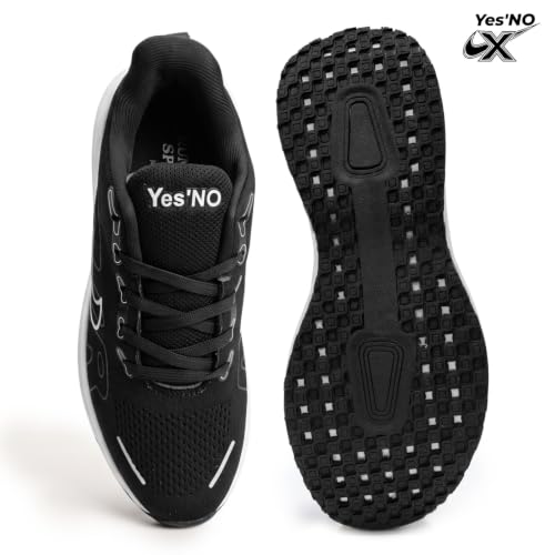 Yes'No Men's Black Sports Shoes Black & White - Image 4