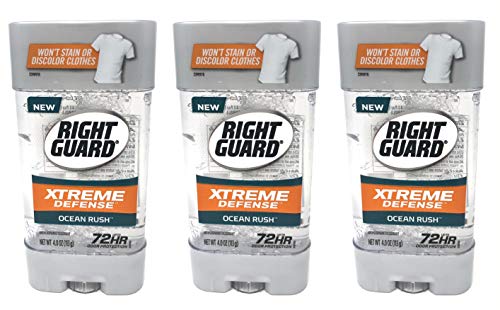 Right Guard Gel Antiperspirant/Deodorant Xtreme Defense Ocean Rush, 4 Ounces (Pack of 3)