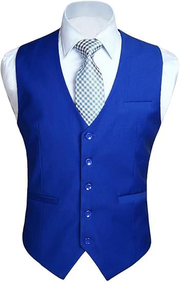hisdern Men's Suit Vest Business Formal Dress Waistcoat Vest with 3 Pockets for Suit or Tuxedo Royal Blue-picture-17