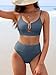 ANRABESS Bikini Sets for Women Summer High Waisted 2 Piece Bathing Suit Ribbed U-Wire Cutout Swimsuit Beach Vacation 2026 Grey Blue Large
