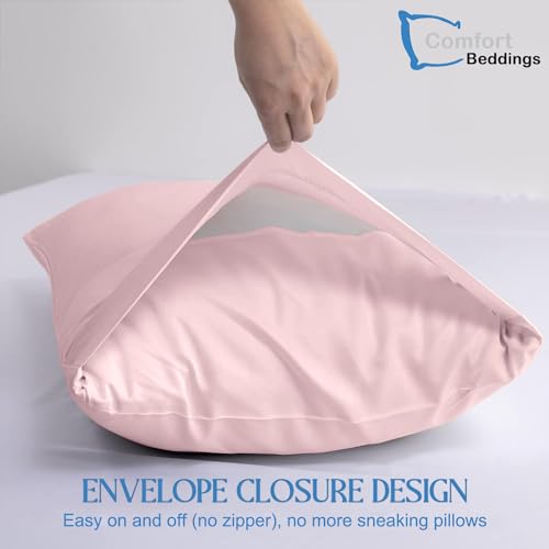 Image of Comfort Beddings Pack of 2 Travel Pillowcases 12x16 Premium 100% Cotton Blend Blush Pink Travel Pillow Case Envelope Closure, Super Soft and Cozy Travel Pillow Covers (Size-12x16, Blush Pink)