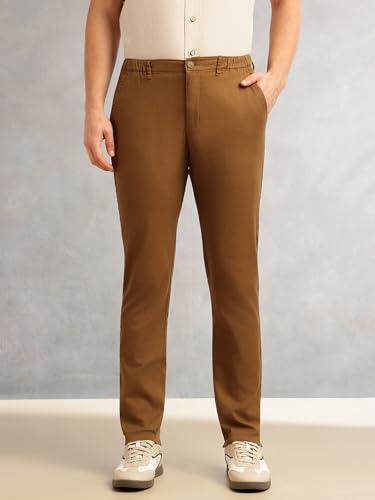 Image of Thomas Scott Men's | Straight Fit | Mid-Rise | Solid | 4 Pockets | Woven | Chinos Trouser