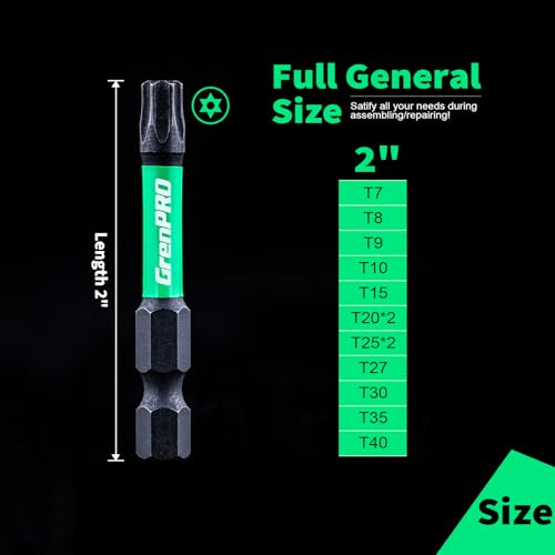 Security Bit Set,Tamper Proof Torx Bit Set,Impact Driver Bit Set,1/4” Hex-Shank S2 Steel Screw Star Bits Set,CNC Machined Tips, 2” Long 25pack (T15) Magnetic Torque Bit Set,With Storage Box
