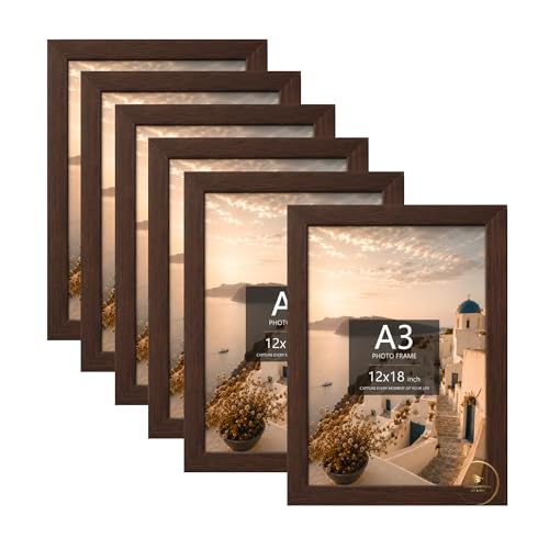 Image of AbhiKalpya Art Studio 12 inchx18 inch Inch Photo Frame A3 Size Photo Frame For Wall Artwork /Painting (Brown) (Set of 6)