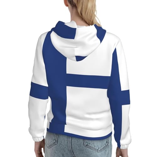 Sweatshirt drapeau finlandais pour femme pull extensible