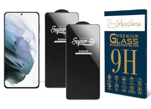 Image of GlassVerse FingerPrint Compatible HD Oleophobic Tempered Glass For Samsung Galaxy S21+ (Pack Of 2) with Free Installation Kit Full screen Coverage - 6.7 inch