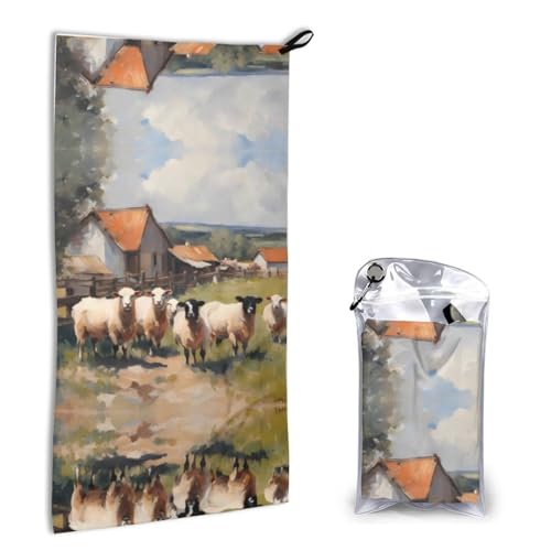 LPLSNWS Toalla de playa de secado rápido con estampado de animales de granja, 16 x 31.5 pulgadas, para camping, viajes y como manta de baño.