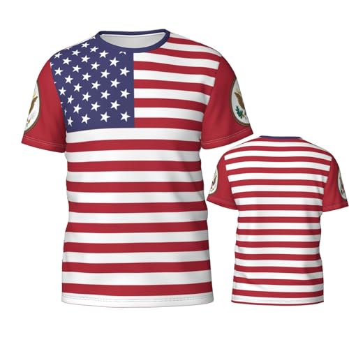 T-Shirt Drapeau USA Col Rond pour Homme - Maille Classique Homme