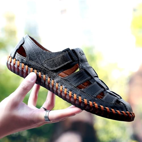 Breathable Outdoor Sandals: Fisherman - inspired, Adjustable Closed Toe. Leather Loafters for Summer Adventures.4