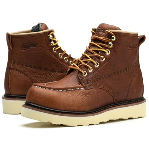 Image of Work Boots for Men - 6 Inch Wedge Soft Toe Mens Work Boots, Waterproof Construction Work Shoes