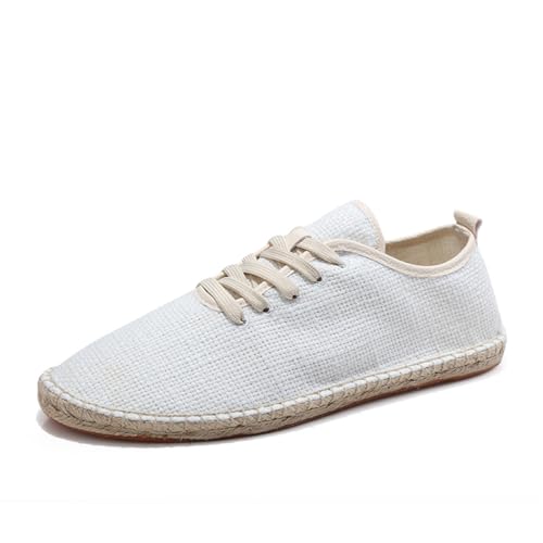 Casual Linen Espadrilles, Breathable Canvas Lace-Up Shoes, Summer Loafers
