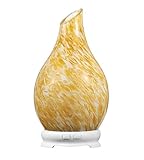 Essential Oil Diffuser 120ml Rock Pattern Handmade Glass Art Intermittent Setting Ultrasonic Aroma Cool Mist Humidifier for Improving Air Quality yoga Office Home Waterless Auto Shut-off (Rock Yellow)