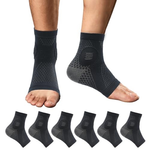 3Pairs Plantar Fasciitis Socks - Neuropathy Socks - Ankle Compression Sleeve - Toeless Compression Socks with Foot/Arch Support for Heel Spurs, Foot Swelling & Fatigue, Pain Relief (Black, Small)