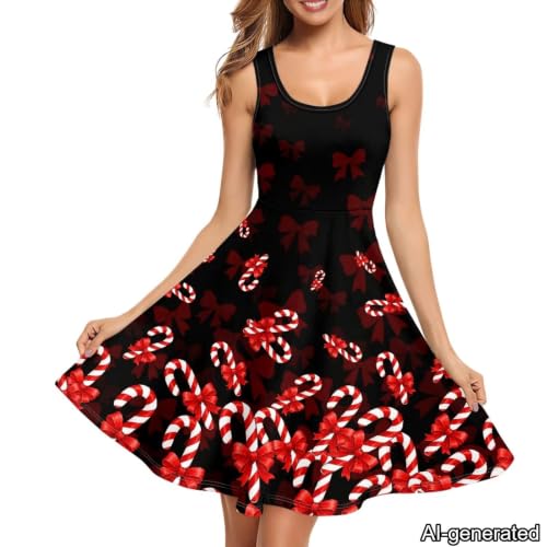 Image of Dreaweet Casual Sleeveless Dresses for Women Girls, Round Neck Tank Dresses with Pockets Summer Sundress Size XS-4XL