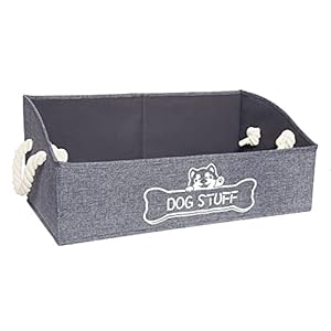 Large Dog Toy Box – Trapezoid Dog Toy Bin with Handles, Collapsible Pet Supplies Storage Basket, Perfect for Organizing Dog Cat Toys and Accessories