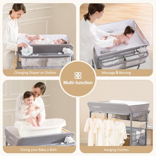 image for Baby Changing Table with Wheels, Maydolly Portable Foldable Changing T