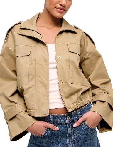 Jackets For Women Lightweight Cinched Utility Jacket Twill Coat Going Out Outwear