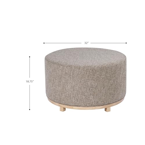 Image of HomePop 32 inch Haven Ottoman with Wood Base - Midtone Gray Fabric