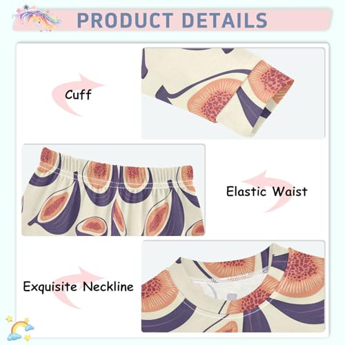 Pajama Sets Long Sleeve Fig Slice Repeat Pattern Soft Comfy Sleepwear 2 Piece PJS 3-8T4
