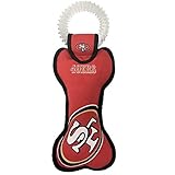Pets First NFL SAN Francisco 49ERS Dental Dog TUG Toy with Squeaker. Tough PET Toy for Healthy Fun, Teething & Cleaning Pet's Teeth & Gum.