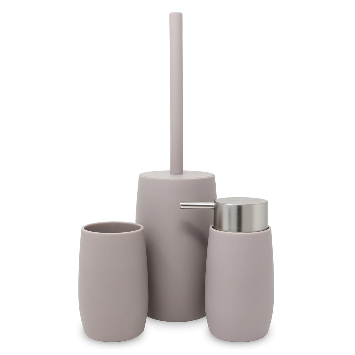 Vaso baño para Cepillo Dientes | Serie Glaciar | ABS | Blanco, Gris y Beige Mate | para baño o Cocina | 7.5 cm ∅ x 11.5 cm Alto (Beige)