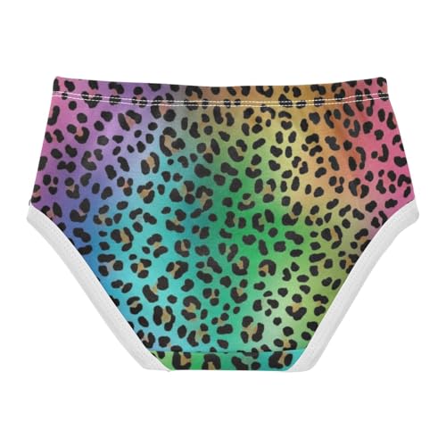 Cotton Toddler Girls Underwear Leopard Print Rainbow Gradient Little Girl Panties Durable Kids Briefs Undies 2t2