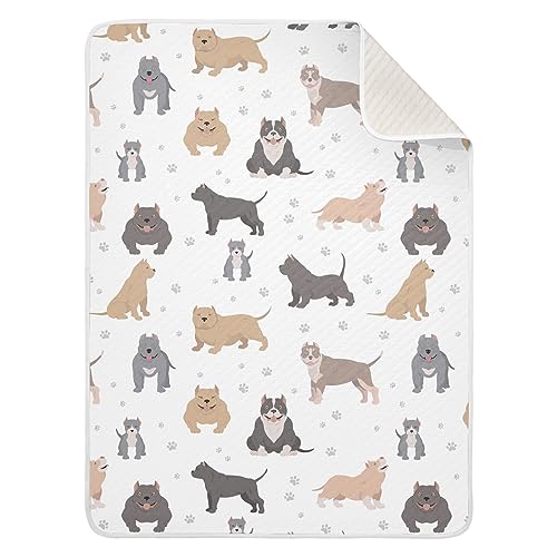 Image of American Bully Dogs Cotton Swaddle Blanket for Infants - Lightweight Soft Swaddling Blanket for Crib, Stroller, Nursery - 30x40In