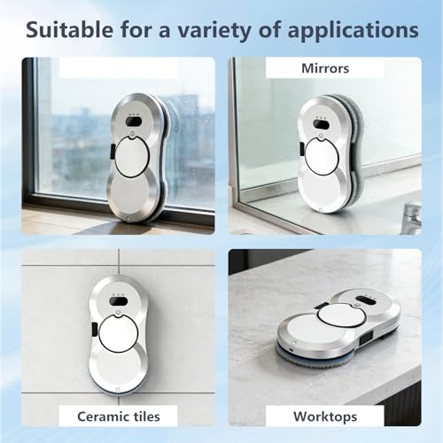 Fensterputzroboter 5600Pa, Window Cleaning Robot mit Wasserspray, Fenster Roboter mit Fernbedienung, 10 Tüchern, Automatische Routenplanung, Fensterreiniger Elektrisch für Glas, Spiegel, Fliesen