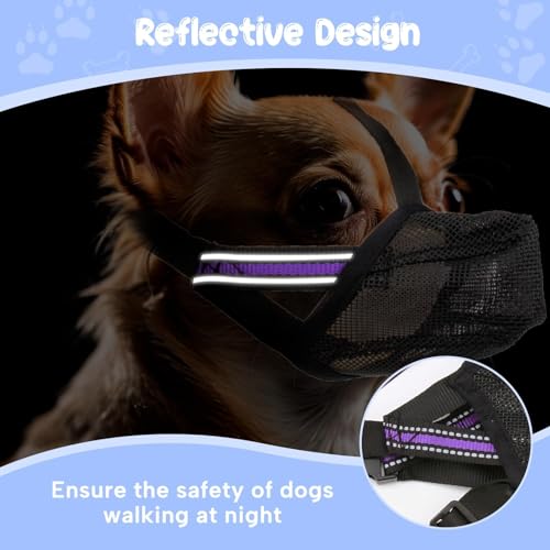 Maulkorb für Hunde Weicher Netzmaulkorb Atmungsaktiver Mesh für Kleine Hunde Reflektierende Einstellbare Hundemaulkorb zum Verhindern Fressen Lecken Bellen Ermöglicht Hecheln und Trinken (XS Schwarz)