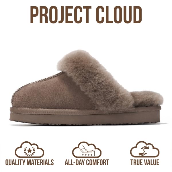 Project Cloud Genuine Leather Slippers for Women Footwear with Real Sheep Wool Lining Womens Clogs & Mule - Non-Slip Indoor/Outdoor Scuff Womens Slippers with Memory Foam Insole (Henka)