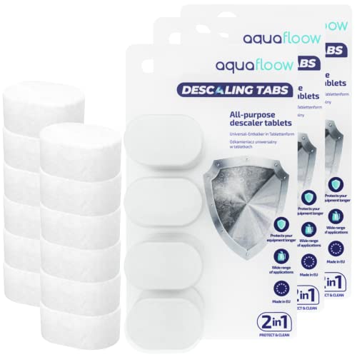 Aquafloow Pastillas De Descalcificación Tabletas Para Máquina De Café, Compatible con Marcas Delonghi, Dolce Gusto, Nespresso, Seaco, Krups, Senseo- 12 tabletas x 14g