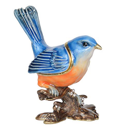 Mixdom Blue Jay Trinket Box Jewelry Box Hand Painted Decorative Box With Hinged Lid Ring Earring Holder Bird Figurine Collectible #TOP6