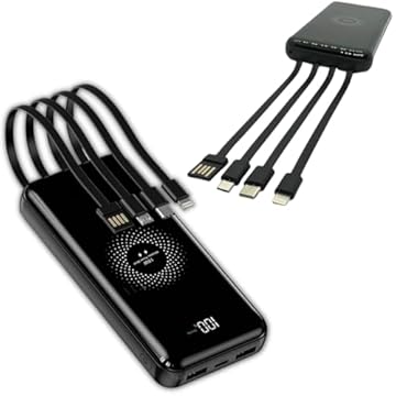 Carregador Portátil Power Bank 20.000mAh, Carregador Indução até 15 horas de bateria, compatível com iPhone, Samsung, Motorola e Xiaomi - Steel Hook