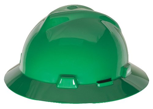 Msa Green Polyethylene Full Brim Hard Hat With 4 Point Pinlock Suspension #TOP1