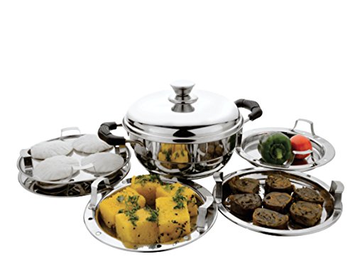 Image of Tosaa Big Induction Compatible Multi Purpose Kadai, 27 cm ,5 Plates, Silver