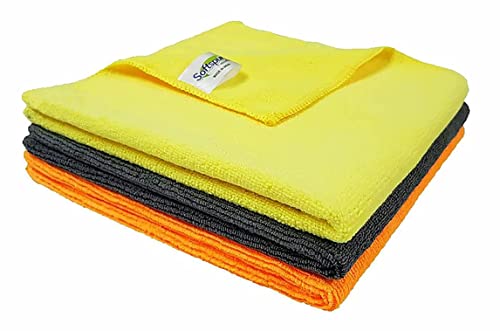 Image of SOFTSPUN Microfiber Cleaning Cloths 50X50cms 3pcs Towel Set 340GSM Multicolor! Highly Absorbent Lint and Streak Free Multipurpose Wash Cloth for Kitchen Car Window Stainless Steel Silverware.