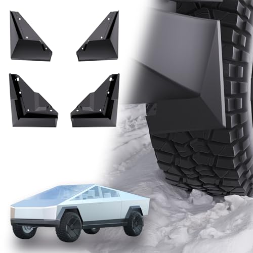 Image of Cybertruck-Specific Mud Splash Guard - for Tesla Cybertruck General Tire Mudguard of Tool-Less Accessories - Plastics 4PCS - Front H13.78x10.63 - Rear H14.96xW11.81 Inch