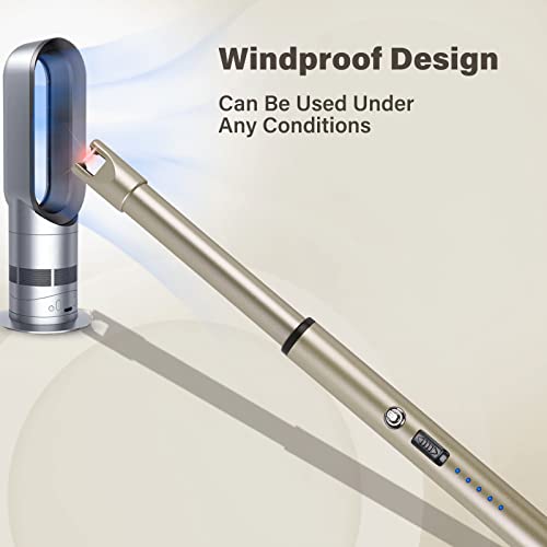 Image of Electric Candle Lighter Windproof USB Rechargeable Flameless Long Neck Lighter for Candles Gas Stove Fireplace BBQ Kitchen Grills (Gold) (Champagne Gold)