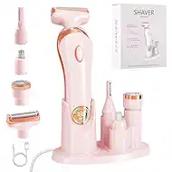 Electric Shaver for Legs Pubic Body Hair, 4 in 1 Bikini Trimmer for Women, Replaceable Lady Facial Nose Razor, IPX6 Waterproof Rechargeable Women's Grooming Kit