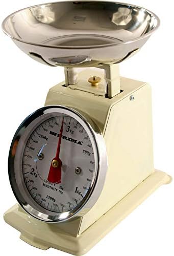 3KG Traditional Weighing Kitchen Scale Bowl Cooking Retro Mechanical Vintage Scales - Cream