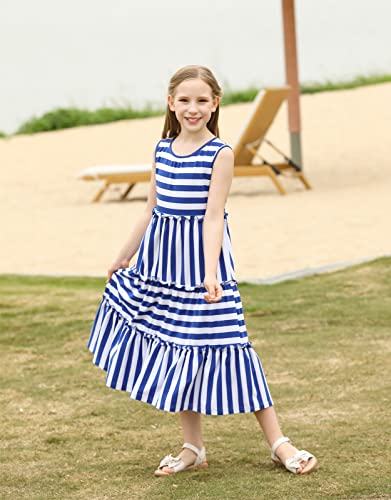 KYMIDY Girls Sleeveless Maxi Dress Kids Summer Casual Striped Sundresses for Girls 6-12 Years4