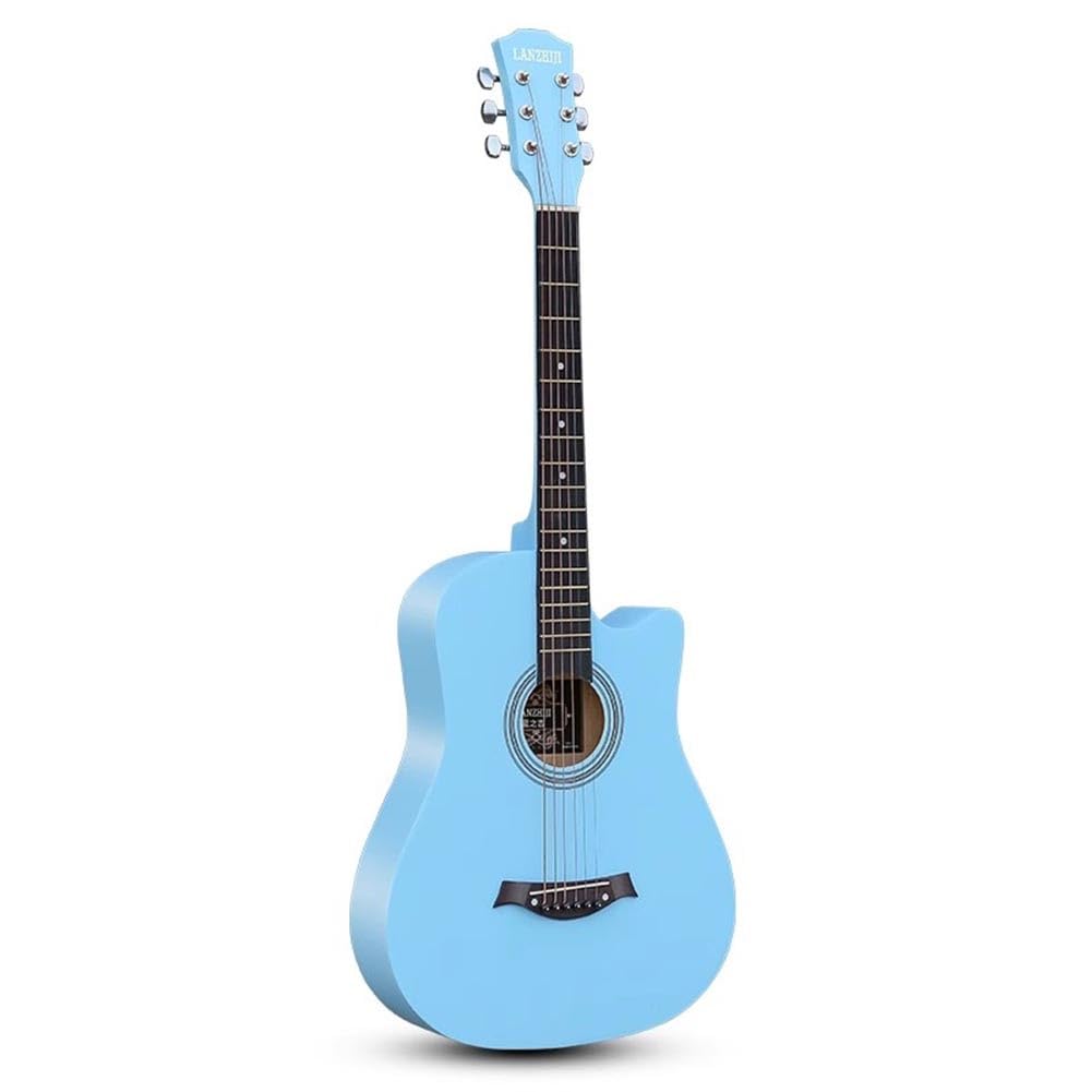Kit Chitarra Acustica Da 38 Pollici, Kit Base Per Principianti Con Custodia, Tracolla, Diapason E Plettro Per Principianti Amanti Della Musica(Sky blue)