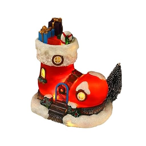 BestAlice Casa de Música, Estatua de Resina de la Casa de Navidad, Adorno de Bota, Decoraciones de Mesa Navideñas con Luces LED y Música para Decoración de Fiestas en Interiores | Ya disponible en tu tienda friki favorita! En mundofriki.es!